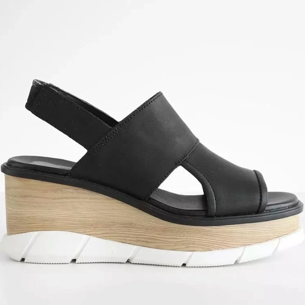 NIB Sorel Joanie III Slingback Leather Sandal | Black/White | Size 7 - Picture 3 of 12